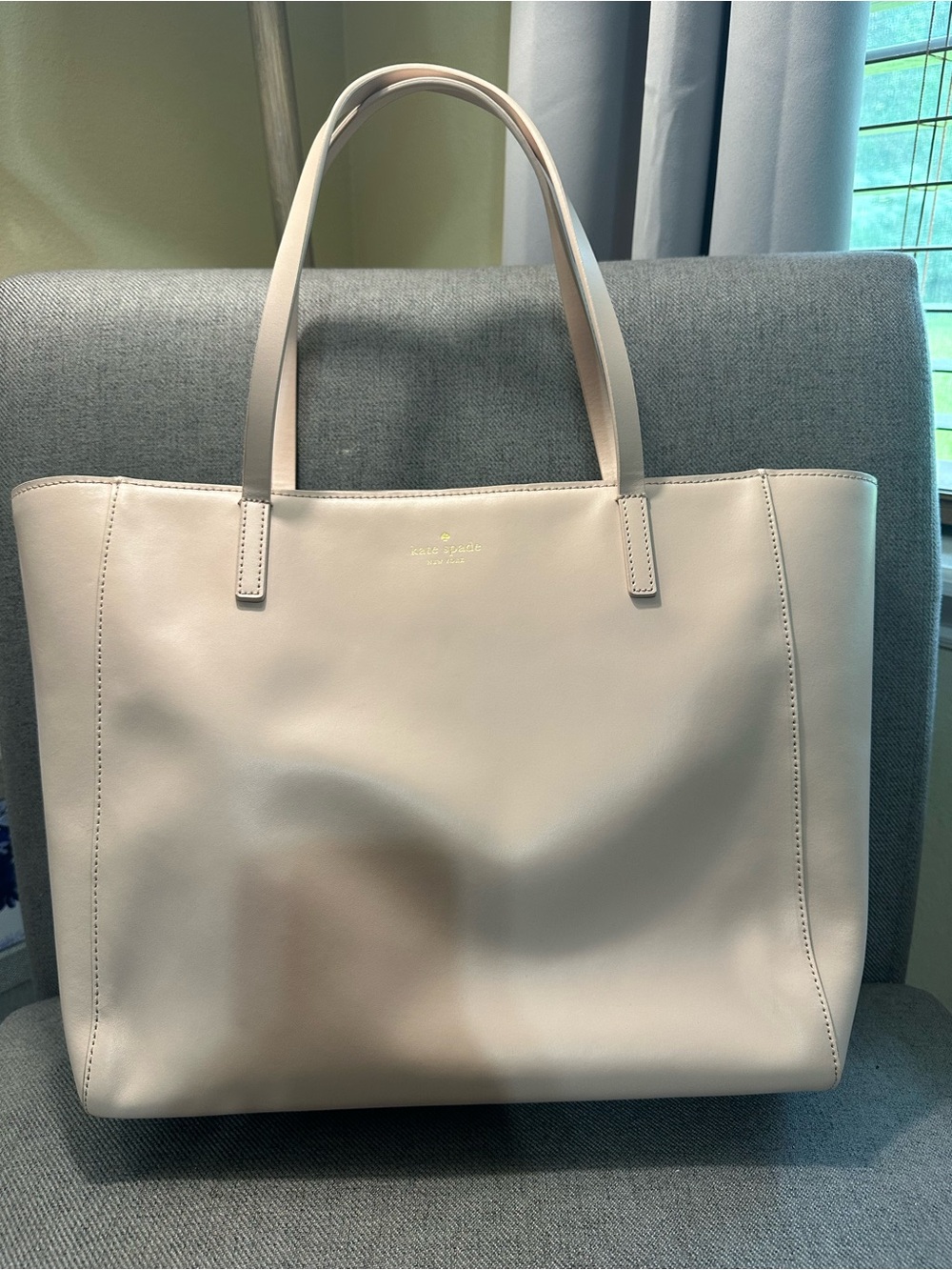 kate spade Pale Pink Leather Tote with Gold Logo